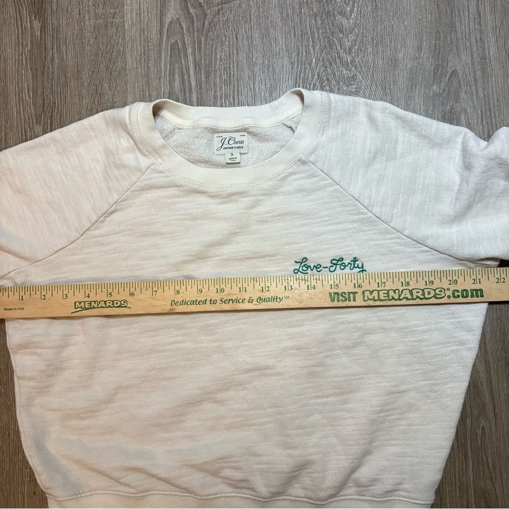 J.Crew Vintage Fleece Ivory Embroidered Sweatshirt Small​ - Picture 3 of 9